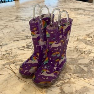 Western Chief Light Up Unicorn Rainboots, Childs Size 8